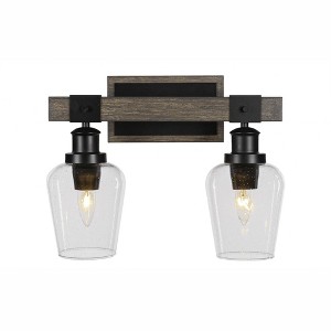 Toltec Lighting Tacoma 2 - Light Vanity in  Black/Painted Wood with 5" Clear Bubble Shade - 1 of 1