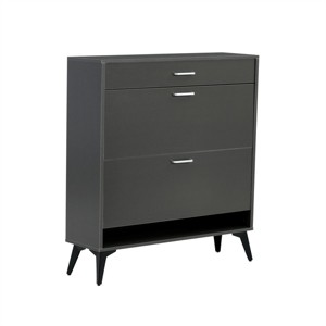 GlasFlength Shoe Racks Modern Flip Drawer Storage Cabinet with Hidden Compartment for Small Entryway Living Space, Gray, 31.49"*9.44"*43.3" - 1 of 4