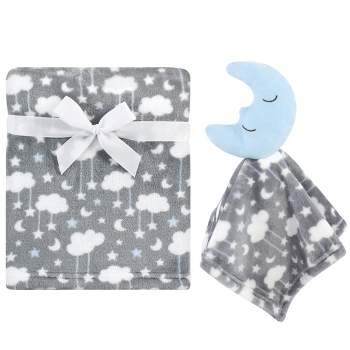 Hudson Baby Infant Boy Plush Blanket with Security Blanket, Moon Boy, One Size