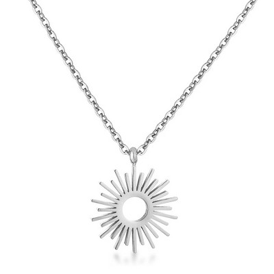 ShineHigh Elegant Sunburst Pendant Necklace in Goldtone or Silvertone Finish – Minimalist Celestial Jewelry with Dainty Cable Chain and Lobster Clasp