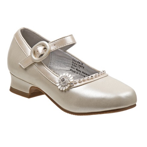 Josmo Little Kids' Girls' Dress Shoes - White Flower Mary Jane