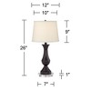 Regency Hill Blakely Modern Table Lamps Set of 2 with Round Risers 26" High Bronze USB Charging Ports Touch On Off Oatmeal Shade for Bedroom Desk Home - 4 of 4