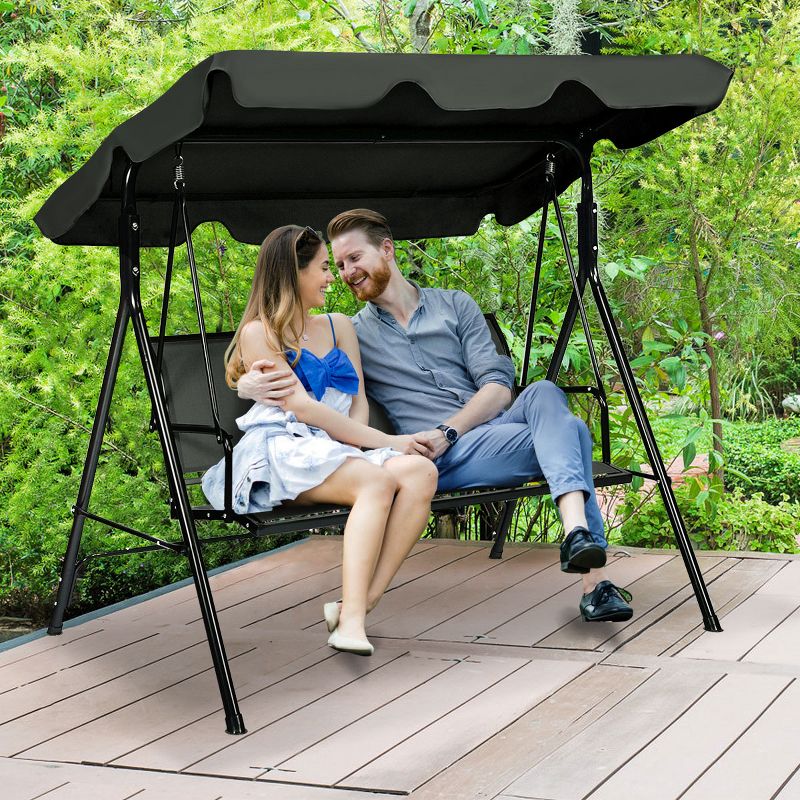 Tangkula Outdoor Porch Swing Canopy Patio Swing Chair 3 Person Canopy Hammock, 2 of 11