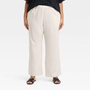 Women's Mid-Rise Wide Leg Linen Pull-On Pants - A New Day™ - 1 of 3