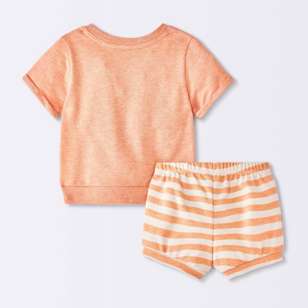 Conjunto de Bebé de Manga Corta y Pompis Butternut Squish - Cloud Island™ Melón Naranja 2