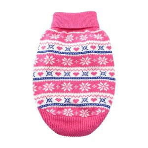 Doggie Design Combed Cotton Snowflakes and Hearts Dog Sweater- Pink - 1 of 3