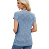 Cap Sleeve Chessboard Sweater with Crew Neck Lightweight Soft Knit Tops with Chest Pocket Summer Casual Tops for Women - 2 of 4