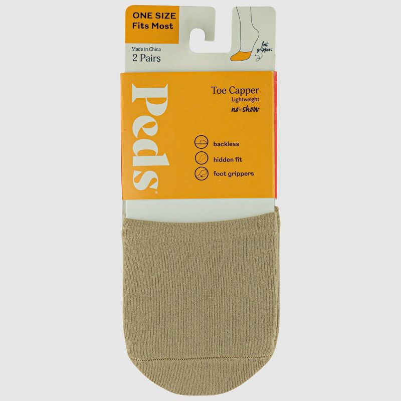 Peds Women&#39;s Grippers Tactel Nylon 2pk Liner Mule Socks - Nude One Size Fits Most, 3 of 6