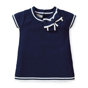 Hope & Henry Girls' Milano Tipped Short Sleeve Sweater, Infant - 1 of 4