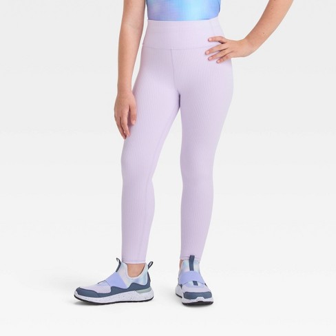 Girls' Ribbed Leggings - All In Motion™ Lilac Purple L