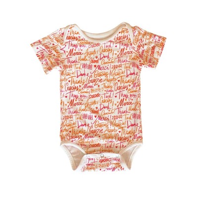 Image of Mixed Up Clothing Infant Baby Thank You Short Sleeve Bodysuit - Brown - 9 Months