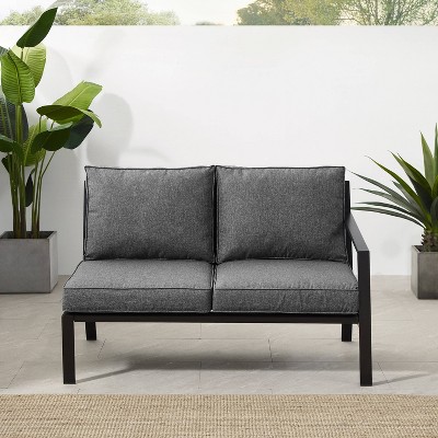 Charcoal Metal Two-Seat Outdoor Sectional Loveseat