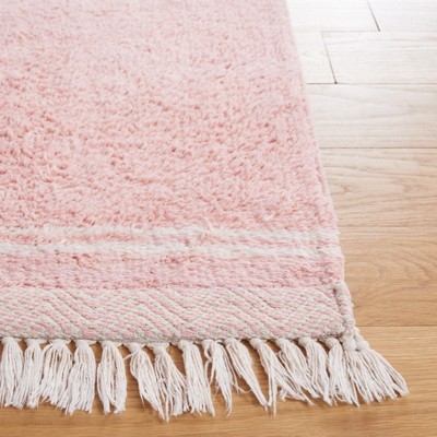 Pink and Ivory Hand-Knotted Washable Area Rug, 3' x 5'