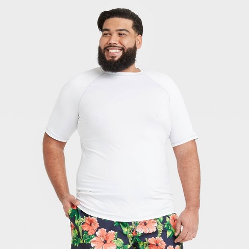 Men's Big & Tall Slim Fit Short Sleeve Rash Guard Swim Shirt - Goodfellow &  Co™ White 3xlt : Target