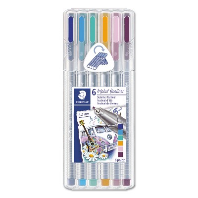 Staedtler Fineliner Stick Porous Point Pen 0.3mm Assorted Ink Silver Barrel 334SB6S1A6