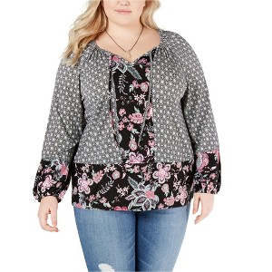 Style & Co. Womens Mixed Print Peasant Blouse - 1 of 1