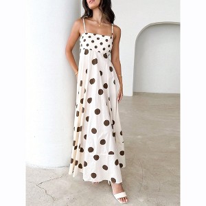 Women's Cotton Polka Dot Maxi Dress - 1 of 4