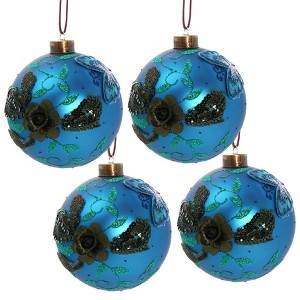 Dexmalle Set of 4 Glass Decorative Hanging Ball Christmas Tree Ornaments - 1 of 4