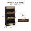 Shoe Cabinet, Shoe Storage with 3 Flip Doors, Natural Rattan Shoe Rack with Adjustable Shelf, 1 Drawer, Shoe Organizer Cabinet for Entryway - 2 of 4