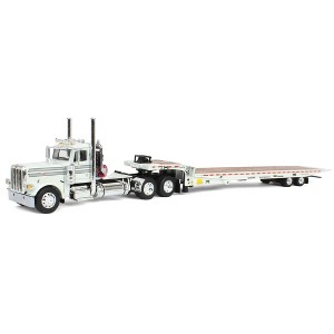 First Gear DCP 1/64 White Peterbilt 389 Day Cab with Landoll 440 Series Traveling Axle Trailer 60-2038 - 1 of 4