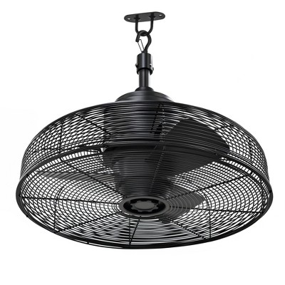 Airsurfer Outdoor Ceiling Fan, IPX4 Waterproof Metal Caged Fan with 3CCT Light, 3-Speed AC Motor, Plug-In for Gazebo Patio Porch, Black