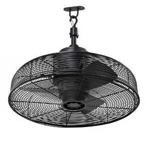 Airsurfer Outdoor Ceiling Fan, IPX4 Waterproof Metal Caged Fan with 3CCT Light, 3-Speed AC Motor, Plug-In for Gazebo Patio Porch, Black - 1 of 4