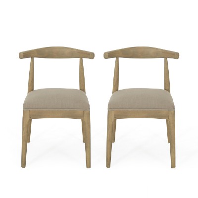 GDFStudio Covey Mid-Century Modern Fabric Upholstered Wood Dining Chairs (Set of 2)