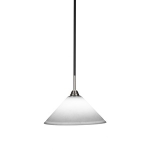 Toltec Lighting Paramount 1 - Light Pendant in  Matte Black/Brushed Nickel with 12" White Muslin Shade - 1 of 1