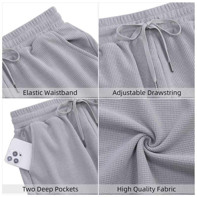 Women's Bermuda Shorts with Zipper Pockets Casual Summer Drawstring Jersey Shorts Elastic Waist Comfy Waffle Shorts, 4 of 6