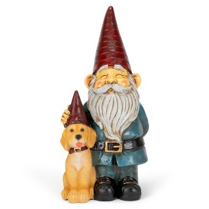 NAT & Jules Gnome 12 inch Resin Stone Garden Statue (Gnome and Dog Colorful) - 1 of 4