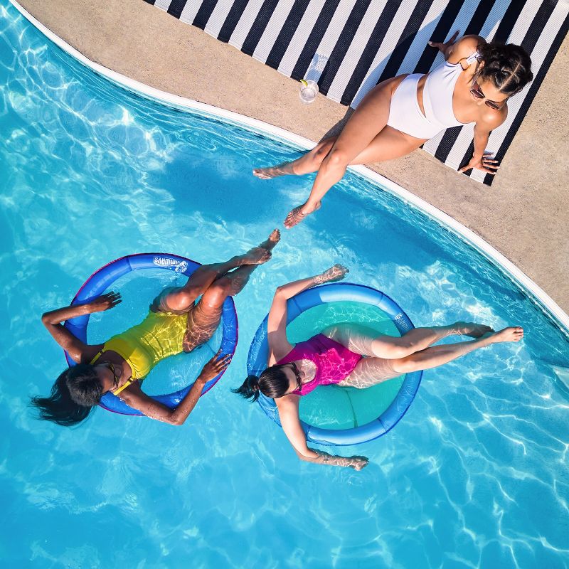 SwimWays Spring Float Papasan Inflatable Pool Lounger with Hyper-Flate Valve - Aqua, 4 of 15