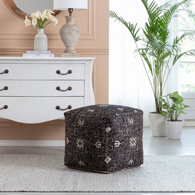 Tamarindo 21'' Handcrafted Black & White Jacquard Pouf