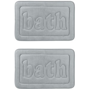 Unique Bargains Non-Skid Memory Foam Water Absorbent Quick Dry Soft Bathroom Rugs 2 Pcs - 1 of 4