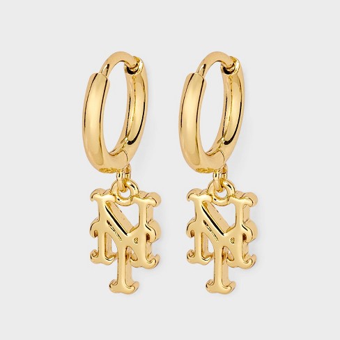 Bijoux Sport By Luv Aj Mlb Gold Plated Brass Logo Huggie Earrings New York Mets Gold Target