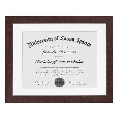 Americanflat Document Frame Mahogany with Polished Shatterproof Glass for Wall  - 11" x 14