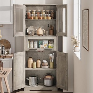 Tall Kitchen Cupboard With Shelves, Tall Bathroom Storage Cabinet, Freestanding Storage Cupboard Unit for Kitchen Bathroom Dining Room Living Room - 1 of 4