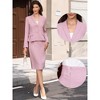 INSPIRE CHIC Women's 2 Piece Skirt Suit Set Business Work Shawl Collar Long Sleeve Blazer and Pencil Skirt - 2 of 4