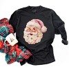 Santa Face Textured Paint - Women's Garment Dyed Long Sleeve Graphic T-Shirt - 2 of 4