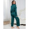 Coolmee Womens Satin Silky Pajama Set 2 Piece Soft Loungewear Button Down Sleepwear with Elastic Waist Long Pants - 4 of 4