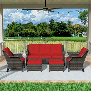 UPTIOT 6-Pieces Wicker Outdoor Patio Furniture Sets - 1 of 4