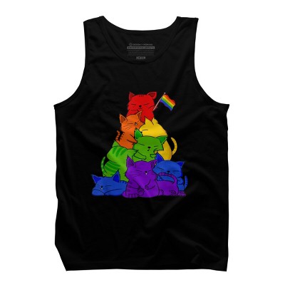 Adult Design By Humans Cat Pile Rainbow Pride Flag By ACEGlobal Tank Top