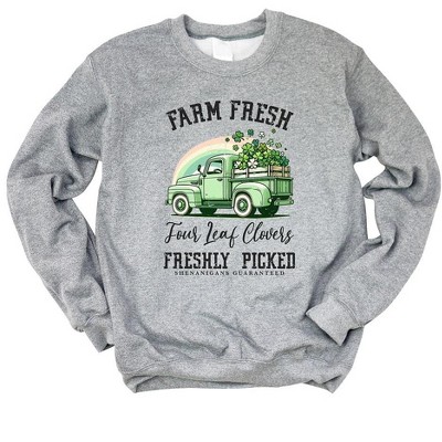 Simply Sage Market Women's Graphic Sweatshirt Farm Fresh Green Truck