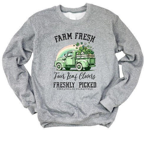 Simply Sage Market Women's Graphic Sweatshirt Farm Fresh Green Truck - image 1 of 3