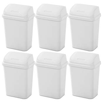 Sterilite 7.8 Gallon SwingTop Wastebasket, Plastic Trash Can with Lid and Compact Design for Kitchen, Office, Dorm, or Laundry Room, White