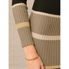 INSPIRE CHIC Women's Striped Long Sleeve Casual Work Ribbed Knit Bodycon Sweater Dress - 4 of 4
