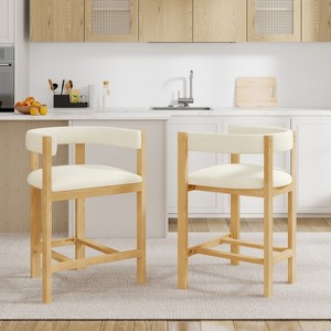Christopher Knight Home Callista Rubberwood Upholstered Counter Stool With Open Back (Set of 2) - 1 of 4