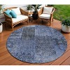 Navy Blue And Charcoal Patchwork Washable Indoor Outdoor Area Rug - 2 of 4
