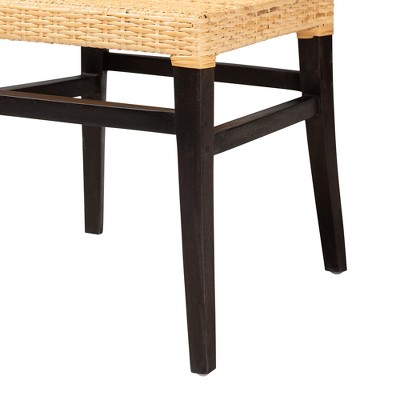 Lingga Dark Brown Mahogany and Natural Rattan Parsons Dining Chair