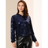 INSPIRE CHIC Women's Party Sequin Sparkle Long Sleeve Cropped Length Zipper Bomber Jacket - 3 of 4