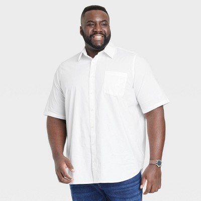 Men's Big & Tall Slim Fit Short Sleeve Poplin Button-down Shirt -  Goodfellow & Co™ True White 3xlt : Target